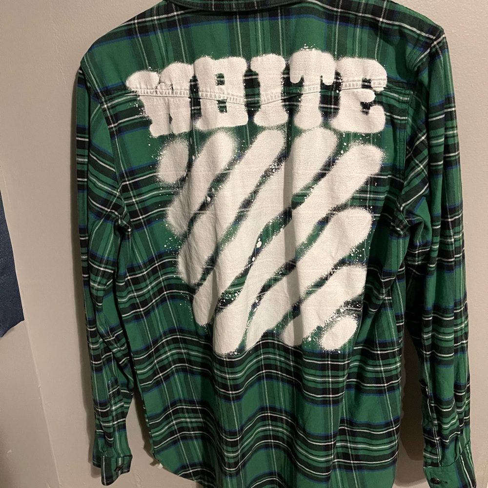 OFF-WHITE C/O VIRGIL ABLOH RARE GREEN PLAID SPRAY FLANNEL SIZE XL